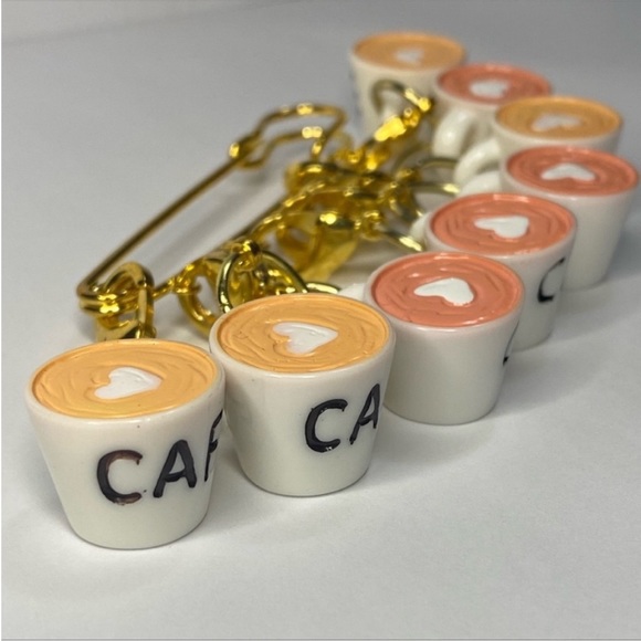 Cafe themed stitch markers for knitting and crochet. - Picture 3 of 6